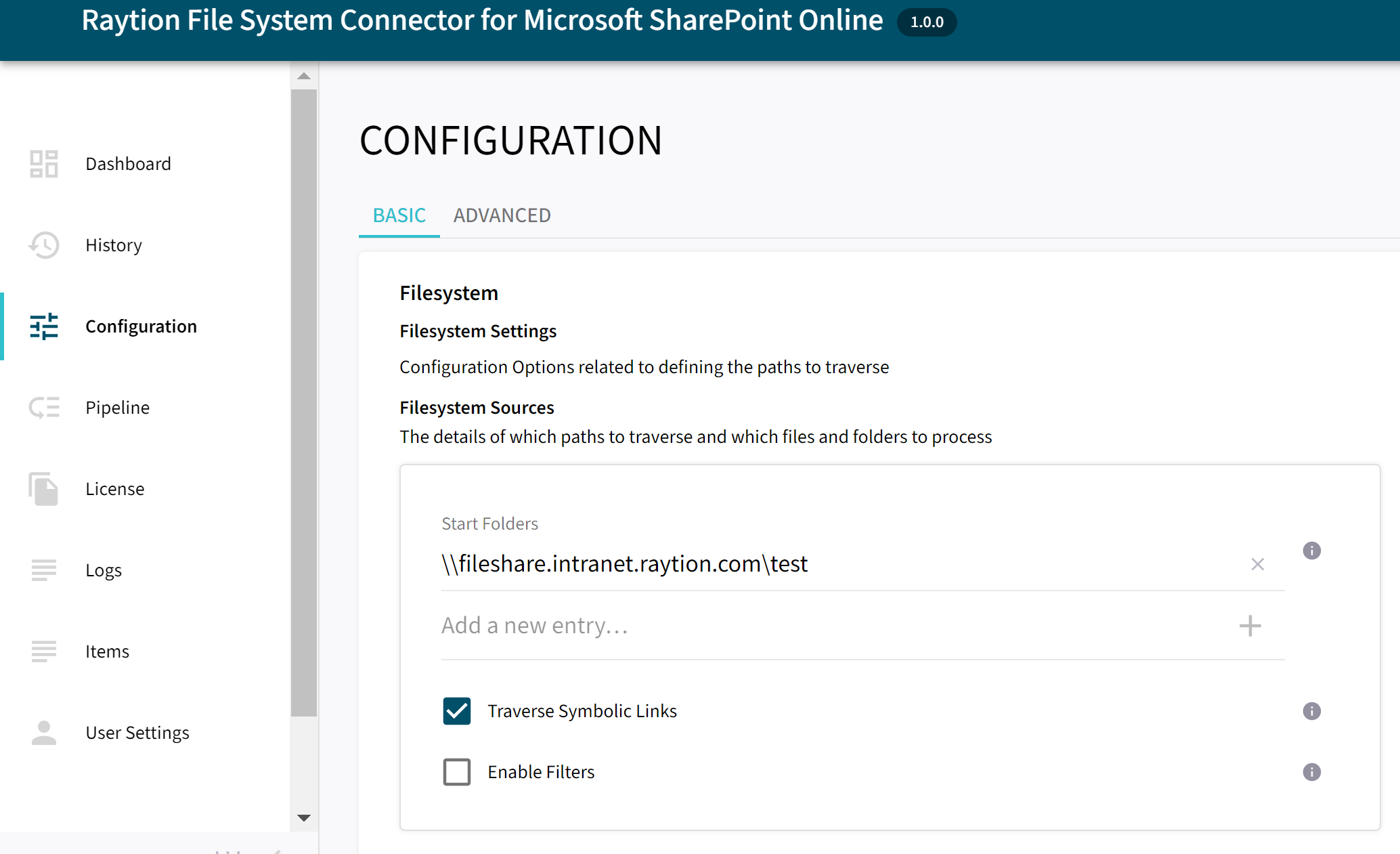 File System Source Configuration