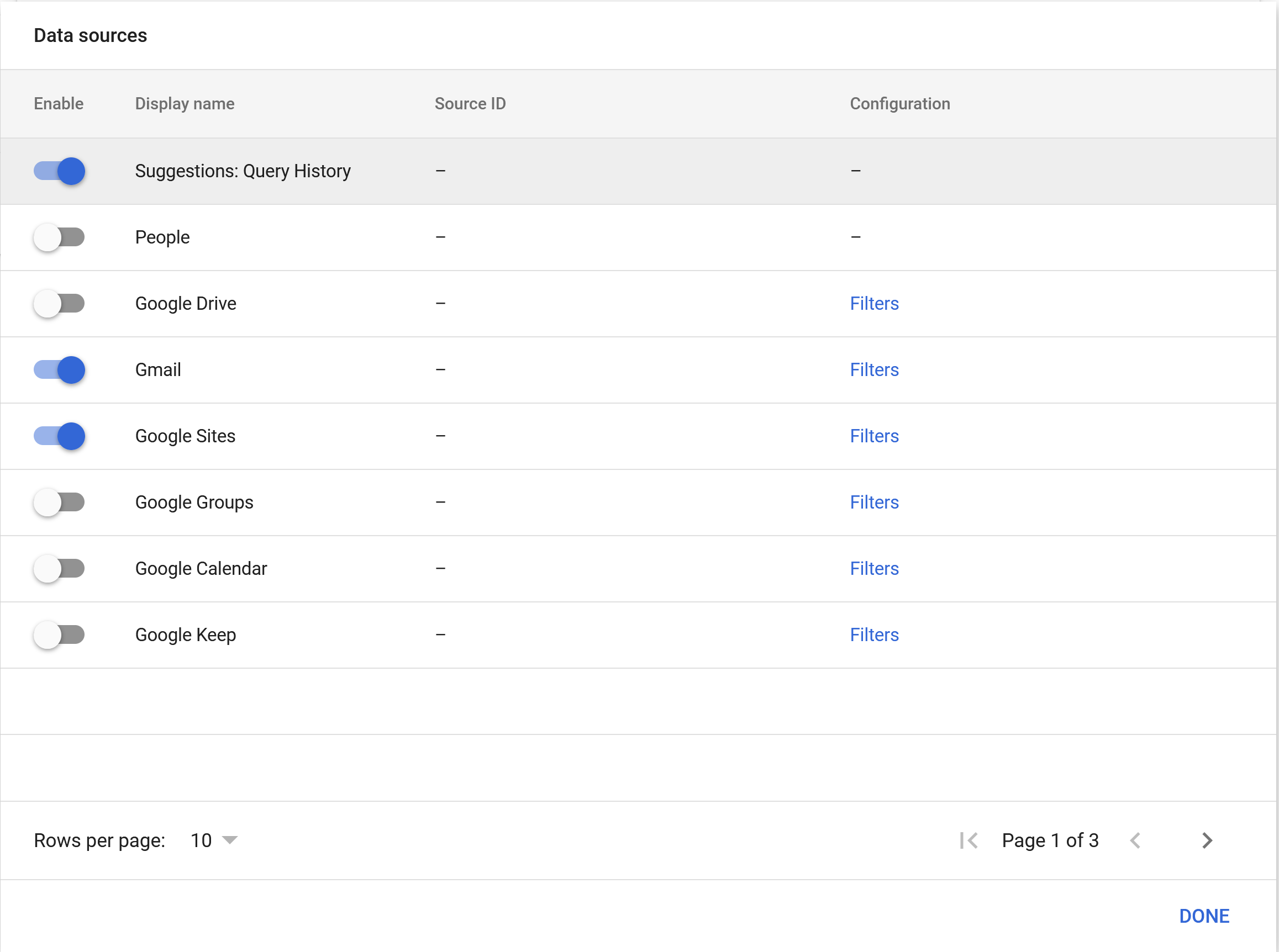 search application datasources
