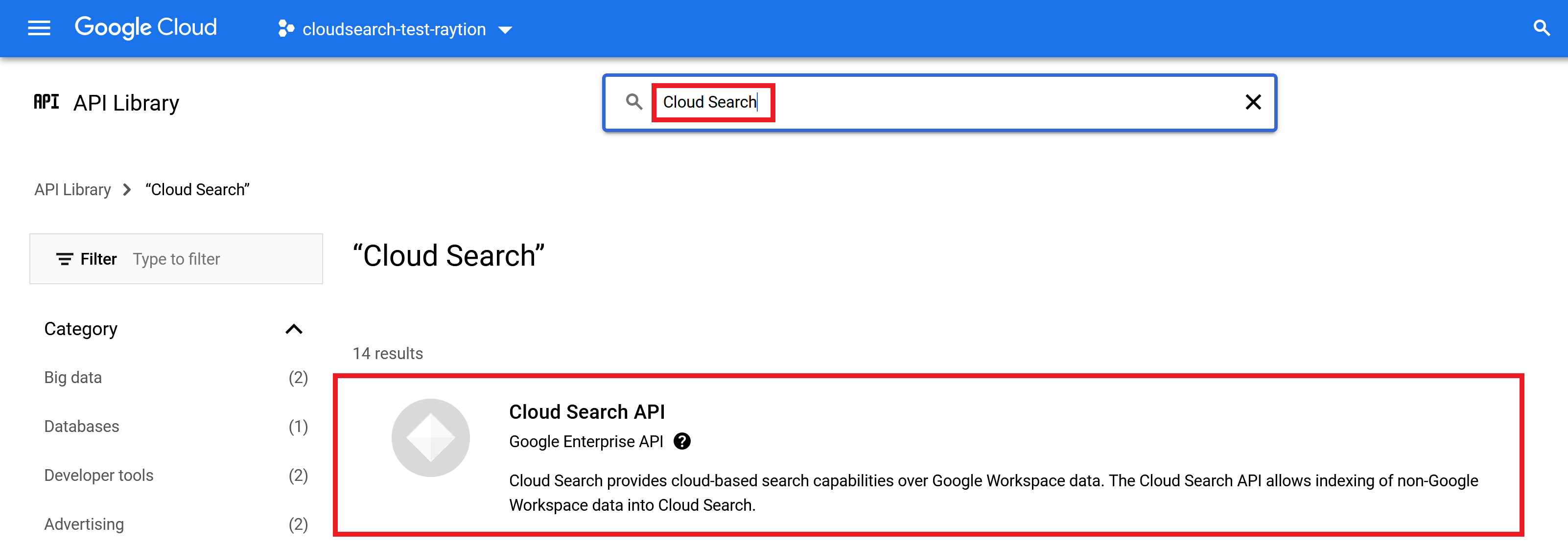 enable apis search api