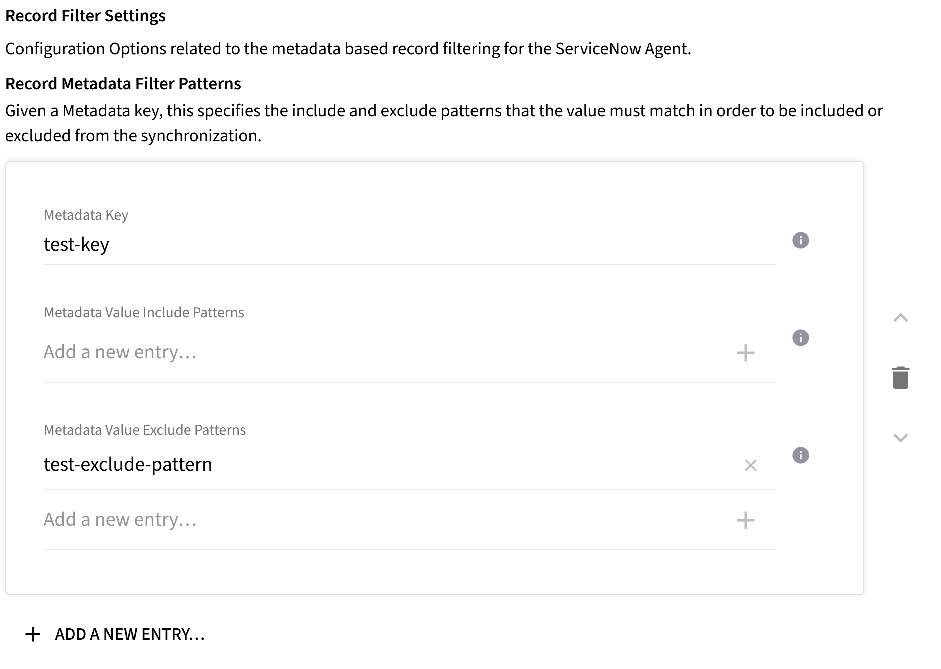ServiceNow Quickstart Record Metadata Filters Configuration
